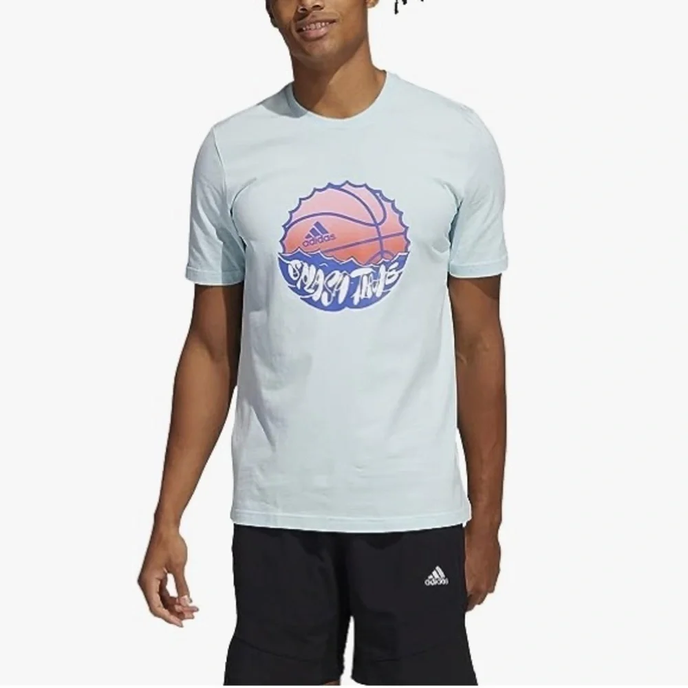 adidas Men Size‎ M Splash On Summer Sunlight Basketball T-Shirt Halo Mint Blue